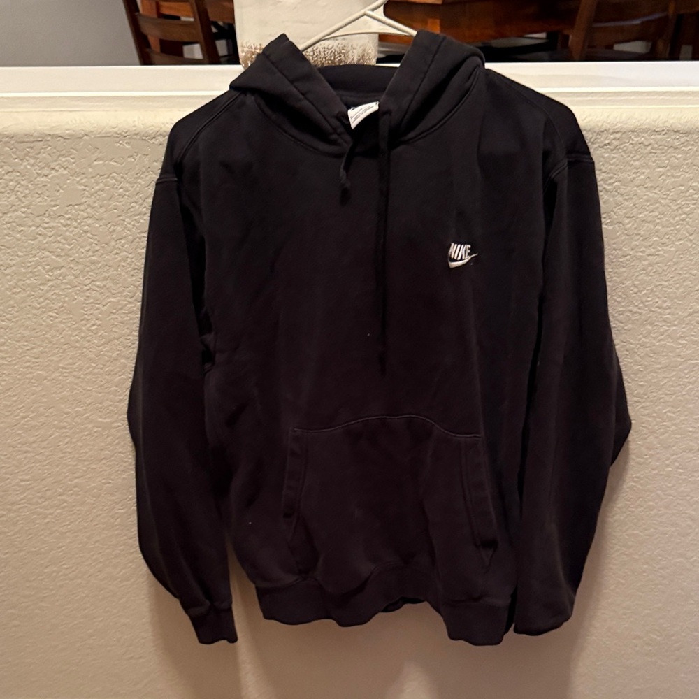 Nike Men's Black Hoodie with White Logo